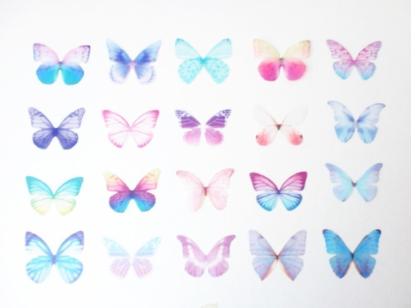 ちょうちょのパーツ 3cm 蝶々 パーツ シフォン オーガンジー 素材 パステル グリーン 27 5枚目の画像