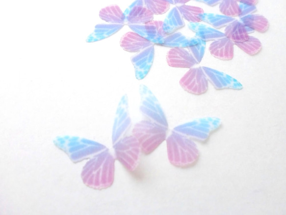 ちょうちょのパーツ 3cm シフォン オーガンジー 素材 蝶々の素材　蝶 ピンク ブルー オーロラ 1 1枚目の画像