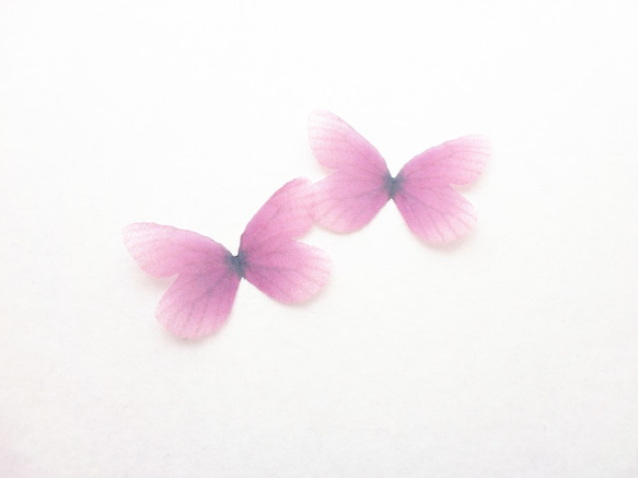 ちょうちょのパーツ 3cm シフォン オーガンジー 素材 蝶々 パーツ パープル  紫 2 5枚目の画像