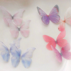 ちょうちょのパーツ 3cm シフォン・オーガンジー素材 蝶　パーツ ピンク ホワイト　ベニスカシ　30 9枚目の画像
