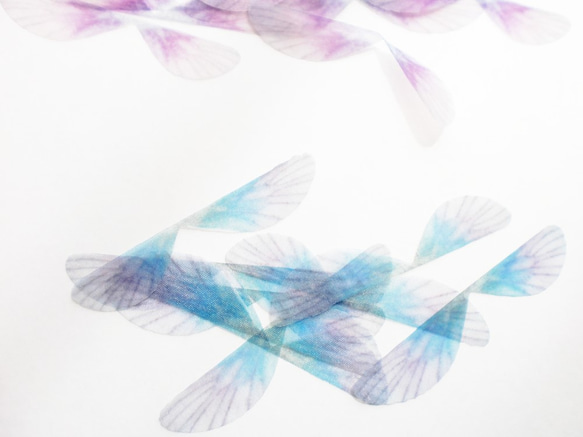 シフォンの羽パーツ　ブルーパープル  シフォン・オーガンジー素材 羽 素材 アゲハ ウスバシロチョウ 2枚目の画像