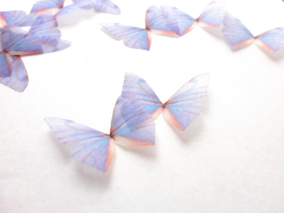ちょうちょのパーツ　4cm シフォン・オーガンジー 素材 蝶々 パーツ 19 ブルー 水色　モルフォ蝶 1枚目の画像