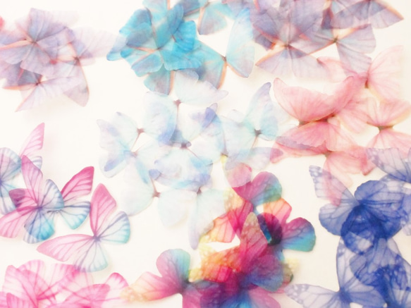 ちょうちょのパーツ　4cm シフォン・オーガンジー 素材 蝶々 パーツ 19 ブルー 水色　モルフォ蝶 3枚目の画像