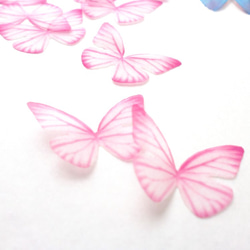 ちょうちょのパーツ 4cm シフォン・オーガンジー素材 蝶々パーツ 蝶の素材 ピンク ホワイト 7 1枚目の画像