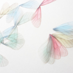 シフォンの羽パーツ　ブルー　シフォン・オーガンジー素材　蝶　羽　パーツ　 4枚目の画像