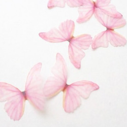 ちょうちょのパーツ 4cm シフォン オーガンジー 素材　蝶 パーツ 蝶々 バタフライ ピンク パステルピンク 13 1枚目の画像