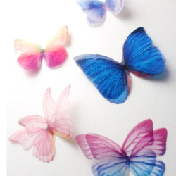 ちょうちょのパーツ 4cm シフォン オーガンジー 素材　蝶 パーツ 蝶々 バタフライ ピンク パステルピンク 13 6枚目の画像