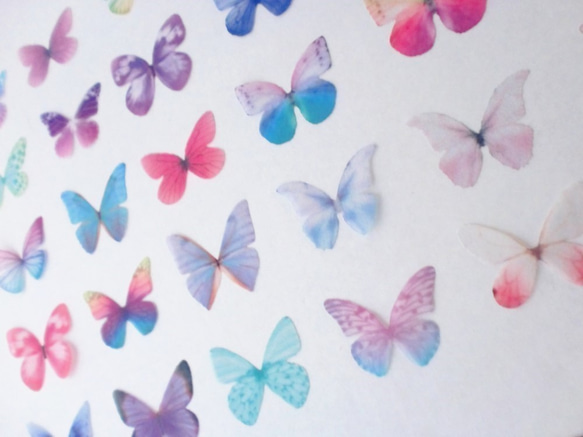 ちょうちょのパーツ 4cm シフォン オーガンジー 素材蝶々 パーツ パープル 紫 8 5枚目の画像