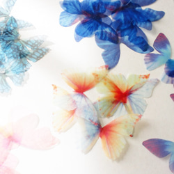 ちょうちょのパーツ 4cm シフォン・オーガンジー素材 蝶パーツ 青い蝶 2枚目の画像