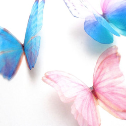 ちょうちょのパーツ 4cm シフォン オーガンジー 素材 蝶 パーツ 蝶々 ピンク 水色 オーロラ 1 8枚目の画像