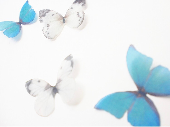 ちょうちょのパーツ 3cm シフォン オーガンジー 素材　蝶 パーツ グリーン 31 蝶々 バタフライ 8枚目の画像