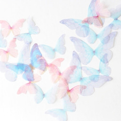 ちょうちょのパーツ 3cm シフォン オーガンジー 素材　蝶 パーツ　グラデーション ピンク イエロー 45 7枚目の画像