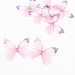 ちょうちょのパーツ 3cm シフォン オーガンジー 素材　蝶々 蝶 パーツ ピンクブラック 34 1枚目の画像