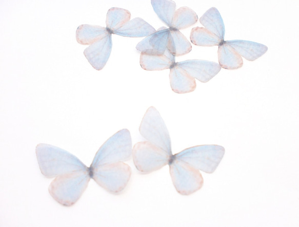 ちょうちょのパーツ 3cm シフォン ・ オーガンジー 素材　蝶 パーツ ブルー グレー シジミ蝶 38 1枚目の画像