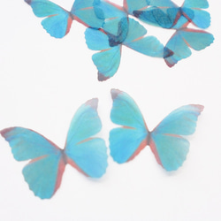 ちょうちょのパーツ 3cm シフォン・オーガンジー 素材　蝶々 パーツ ブルーグリーン 37 1枚目の画像