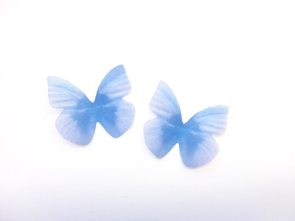 ちょうちょのパーツ 3cm シフォン・オーガンジー 素材　蝶々 パーツ ブルー 39 4枚目の画像
