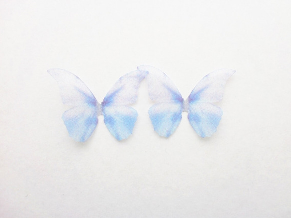 ちょうちょのパーツ 3cm シフォン オーガンジー 素材　蝶々 パーツ ブルー　水色 22 4枚目の画像