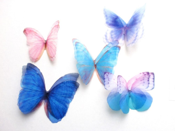 ちょうちょのパーツ 3cm シフォン オーガンジー 素材　蝶々 パーツ ブルー　水色 22 5枚目の画像