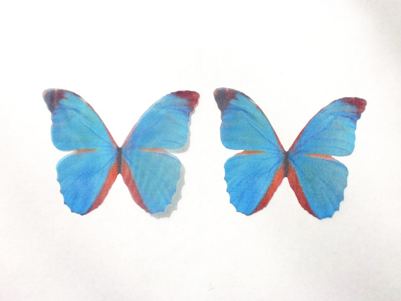 ちょうちょのパーツ 5cm シフォン・オーガンジー素材　蝶 パーツ ブルー グリーン モルフォ 23 6枚目の画像