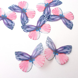 ちょうちょのパーツ 3cm シフォン・オーガンジー素材　蝶々 パーツ パープル ピンク 53 1枚目の画像