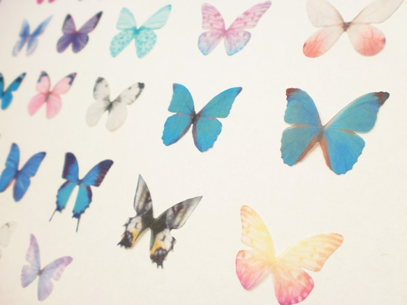 ちょうちょのパーツ 3cm シフォン・オーガンジー素材　蝶 パーツ ピンク ブルー 58 3枚目の画像