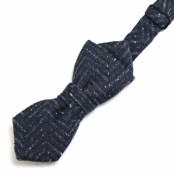 big herringbone bow tie　-navy- 1枚目の画像