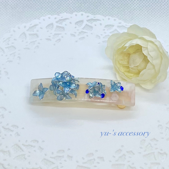 紫陽花 バレッタ(ホワイト) バレッタ yu- 