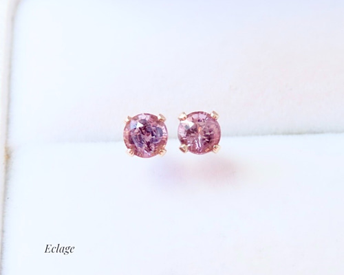 超蛍光☆GSTV ピンクスピネル スタッドピアス K18WG 4ミリ 超蛍光