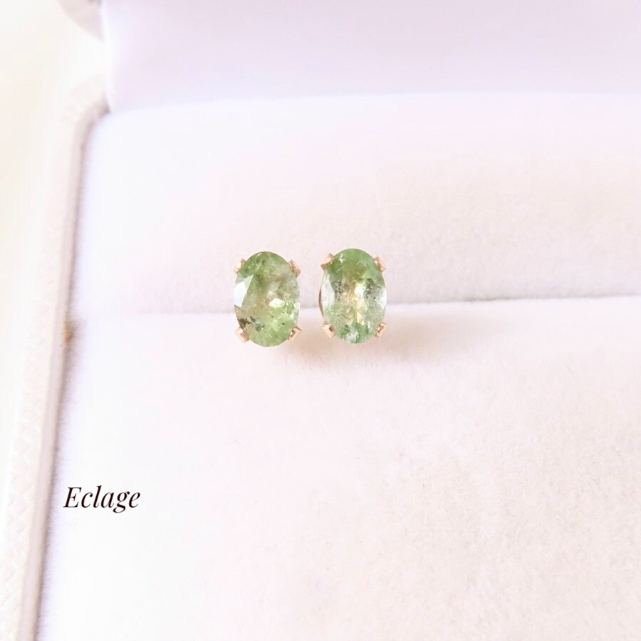 〈14kgf〉グリーントルマリンのバイカラーピアス