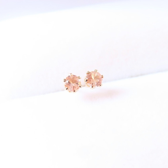 希少石☆オレゴンサンストーンのスタッドピアス（3mm） 2枚目の画像