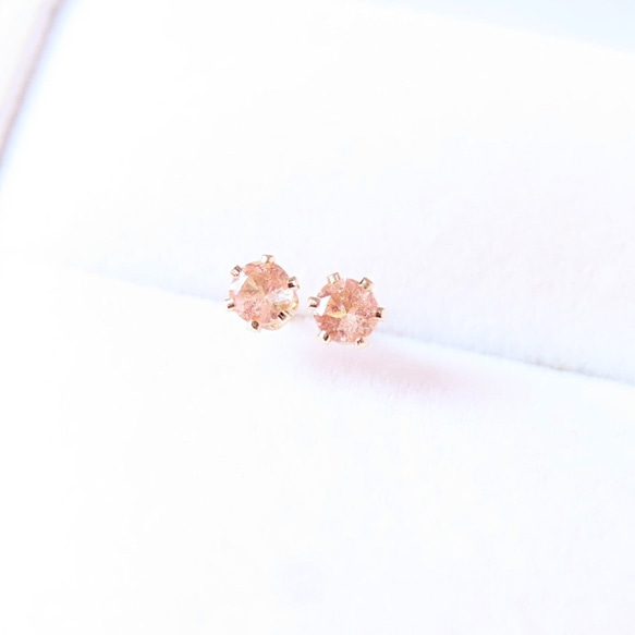 希少石☆オレゴンサンストーンのスタッドピアス（3mm） 3枚目の画像