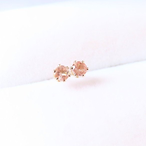 希少石☆オレゴンサンストーンのスタッドピアス（3mm） 4枚目の画像