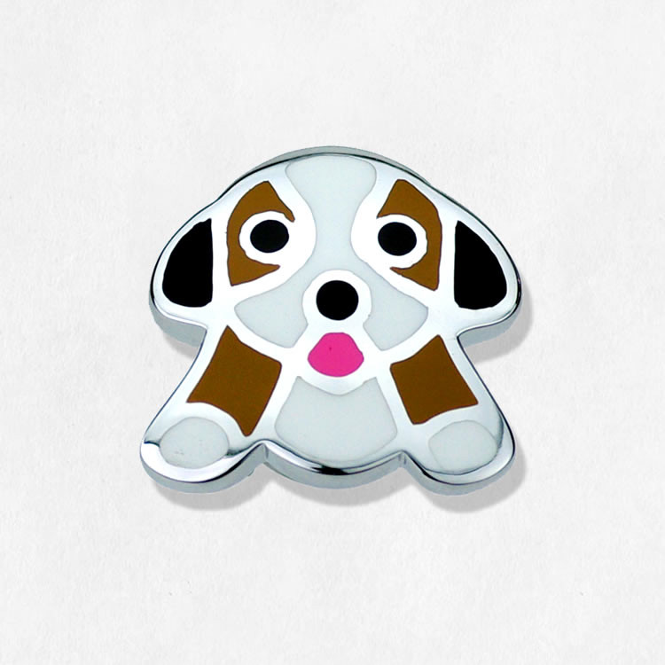 ビーグル　シルバーピンブローチ《茶／黒》