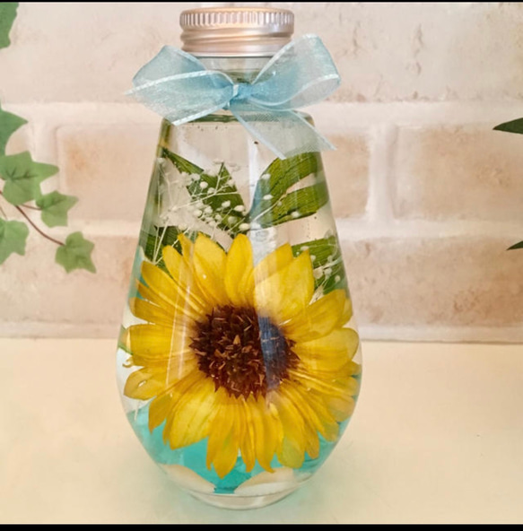 ◆ハーバリウム　247 ひまわりヘリクリサムのbottle *.:。✿*゜¨゜ ◇ハーバリウム 247 ひまわりヘリクリサムのbottle *.:。✿*゜¨゜
