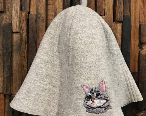 サウナハット《ネコの刺繍しました》 帽子（メンズ） machibari