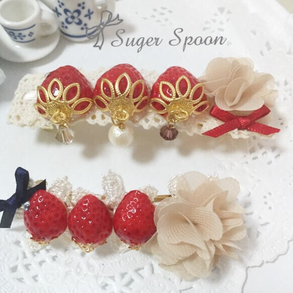 【受注制作】Juicy! fresh strawberry hair accessory（L）02 2枚目の画像