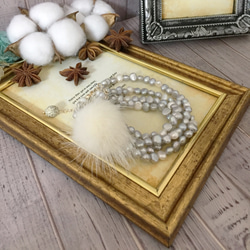 【14kgf】mink ball & pearl long necklace 2枚目の画像