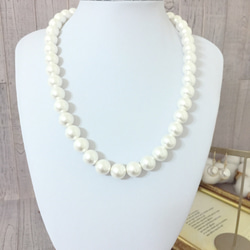Shell pearl necklace & earring set / gold 2枚目の画像