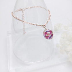 玻璃彩繪 鍍16K玫瑰金手鏈 (淺紫&桃紅) 第2張的照片