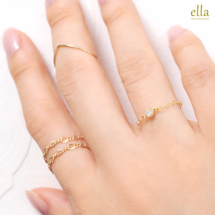 販売数300～[14kgf]CZダイヤのソリティアチェーンリング(号数