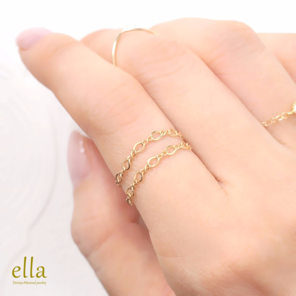 再販x11[14kgf]2連 デザインゴールドフィルドチェーンリング(号数選択