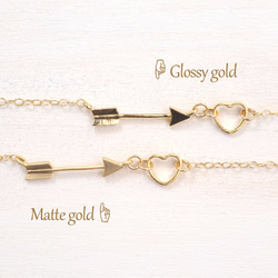 Resale [14kgf] 顏色選擇♡ Arrow and Heart Necklace, Arrow Cupid Gold 第1張的照片