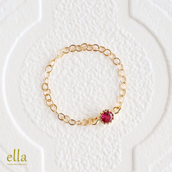 再販x13[14kgf]ガーネットカラージルコニアのソリティアチェーンリング(号数・チェーンタイプ選択可能) 2枚目の画像