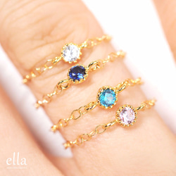 再販x13[14kgf]ガーネットカラージルコニアのソリティアチェーンリング(号数・チェーンタイプ選択可能) 4枚目の画像