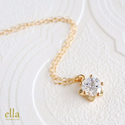 再販x8[14kgf]日々草のジルコニアネックレス、フラワー 大粒CZ ゴールドフィルド ネックレス 2枚目の画像