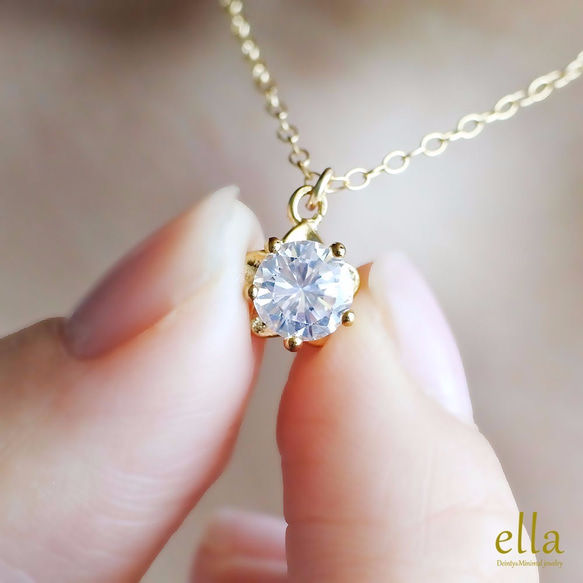 再販x8[14kgf]日々草のジルコニアネックレス、フラワー 大粒CZ ゴールドフィルド ネックレス 3枚目の画像