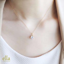 再販x8[14kgf]日々草のジルコニアネックレス、フラワー 大粒CZ ゴールドフィルド ネックレス 4枚目の画像