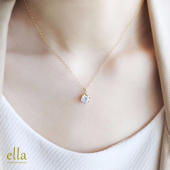 再販x8[14kgf]日々草のジルコニアネックレス、フラワー 大粒CZ ゴールドフィルド ネックレス 4枚目の画像