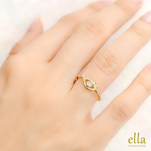 イーヴィルアイ チェーンリング イスラム 邪眼 瞳 目 ゴールドフィルド