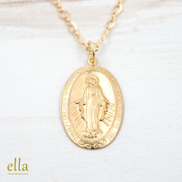 ☆送料無料☆[14kgf]メダイのネックレス、聖母マリアのネックレス、カトリックジュエリー 5,472円